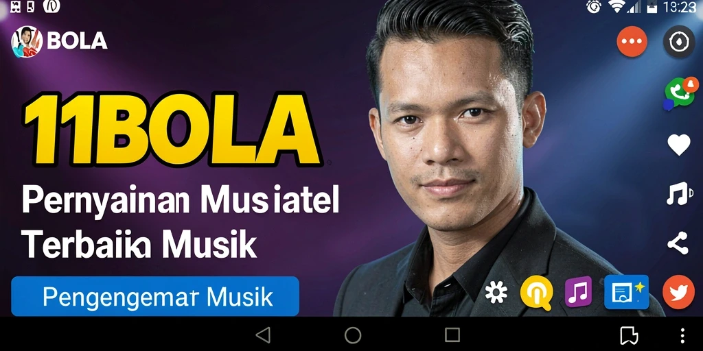 Tampilan gameplay 11BOLA yang seru dengan beragam lagu musik.
