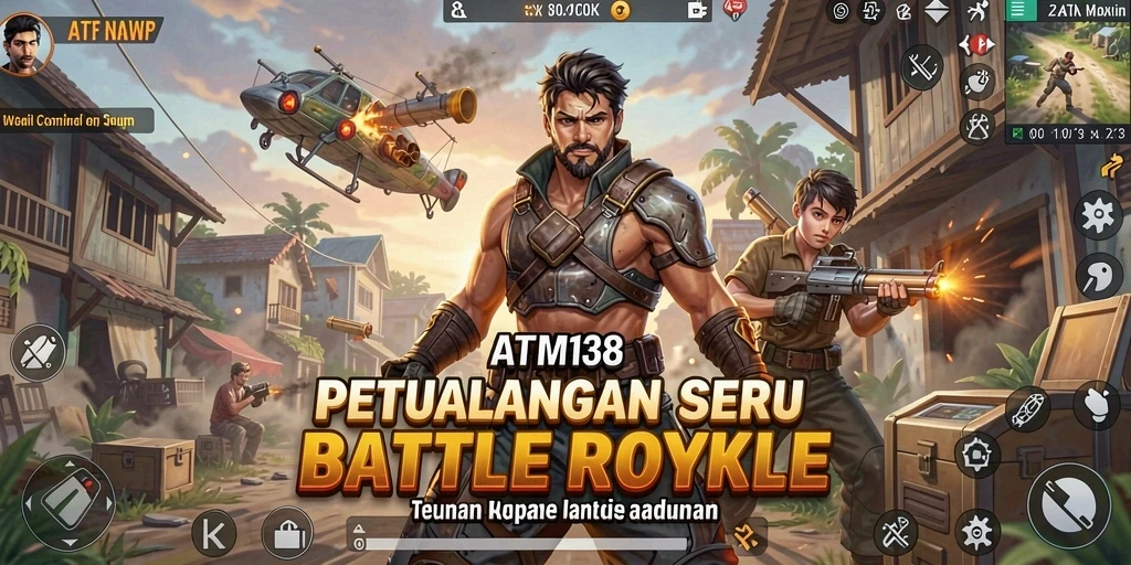 Screenshot utama ATM138 menampilkan pertempuran seru di arena Battle Royale.