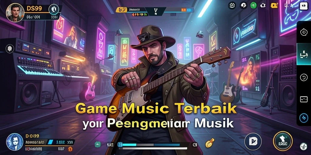 Screenshot gameplay DS99 menunjukkan aksi permainan musik yang mengasyikkan.
