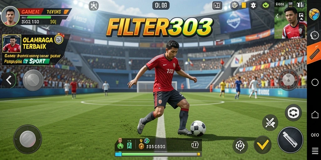 Screenshot dari gameplay FILTER303 yang menampilkan aksi olahraga seru.