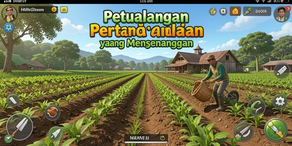 Gameplay HARAPJP yang menarik dengan kebun yang subur.
