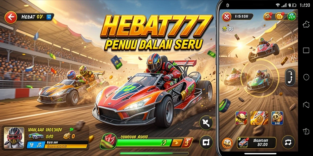 Gameplay balap seru di HEBAT777 dengan mobil kencang.