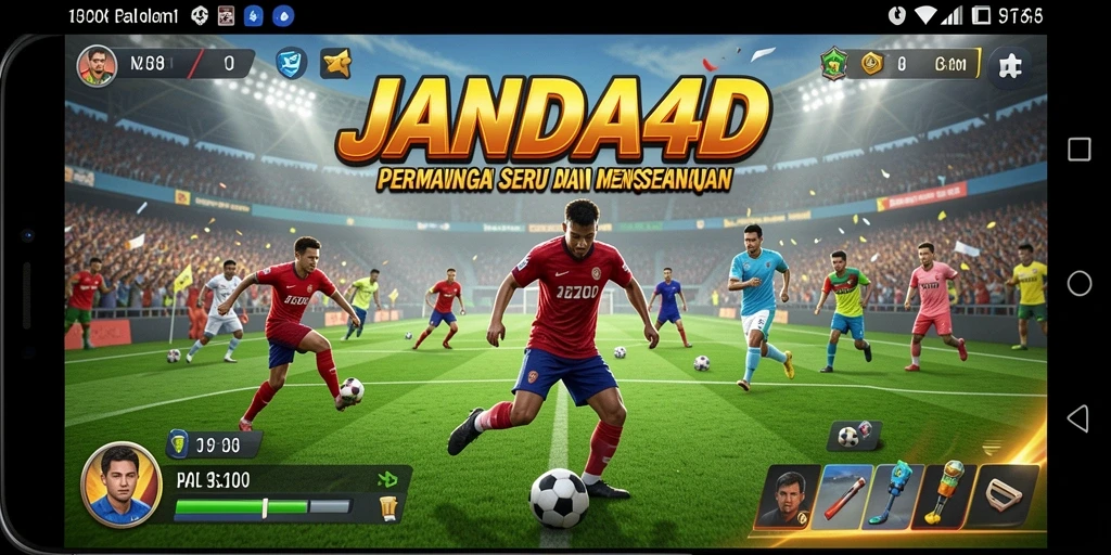 Tampilan gameplay seru dalam JANDA4D yang menggambarkan berbagai olahraga.
