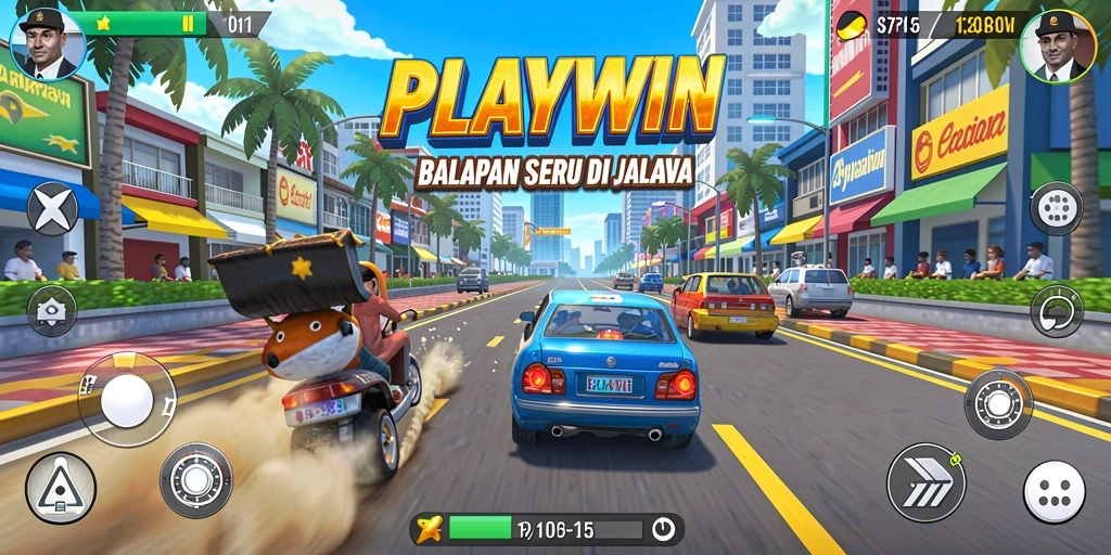 Tampilan gameplay aktif dari balapan seru di PLAYWIN.