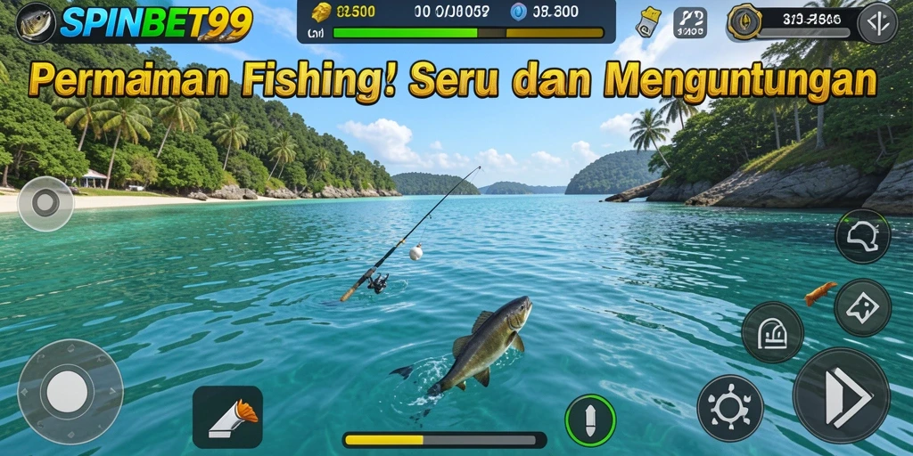 Screenshot gameplay SPINBET99 menunjukkan suasana memancing yang seru dan grafis menakjubkan.
