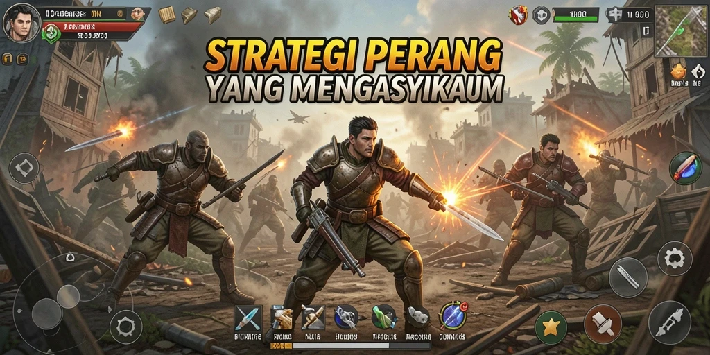Screenshot gameplay V21 menampilkan pertempuran epik yang mendebarkan.