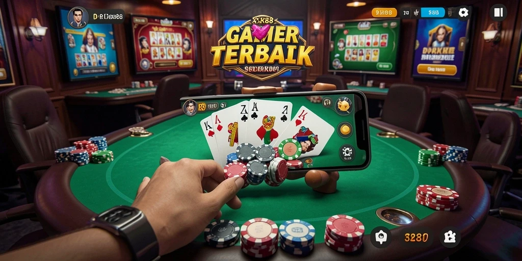 Screenshot utama XR88 menampilkan momen seru dalam permainan Poker.